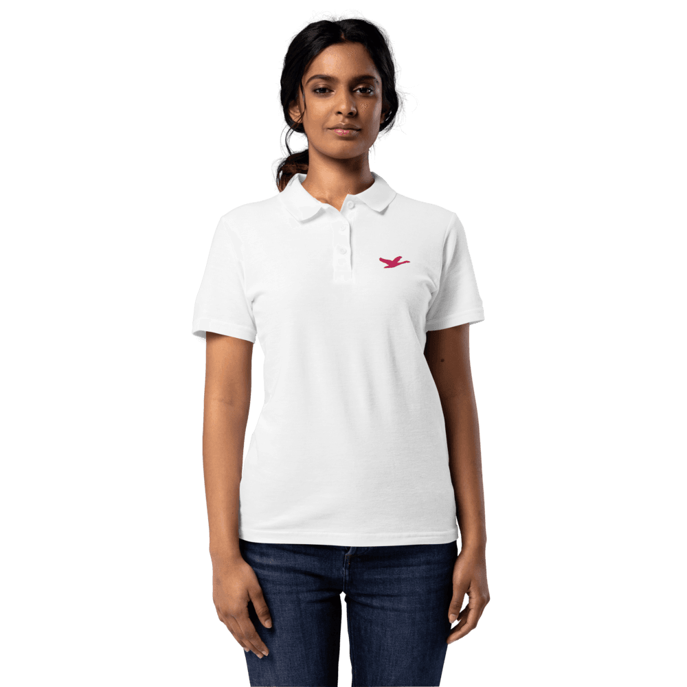 Women's Grown Goose Polo — White · Pink